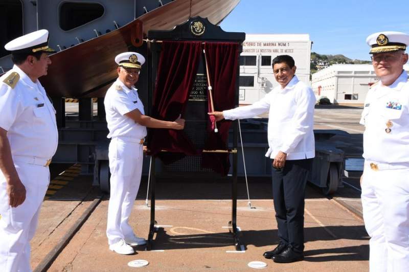 Atestigua Salomón Jara la puesta de quilla de la patrulla oceánica clase Yucatán OPV en Salina Cruz