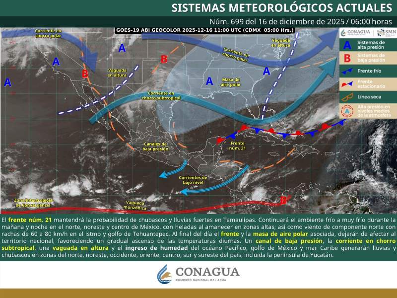 Frente frío número 21 generará bajas temperaturas en regiones de Oaxaca