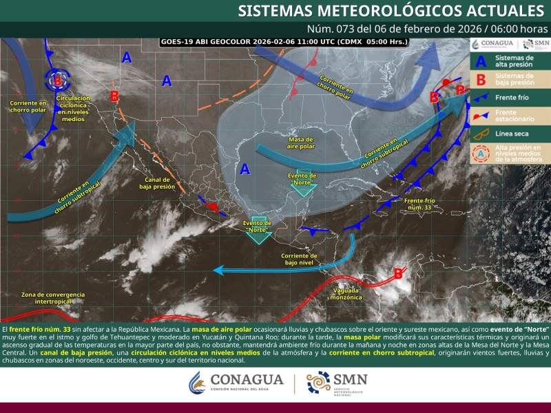 Frente frío número 33 mantendrá vientos intensos y temperaturas bajas en gran parte de Oaxaca.