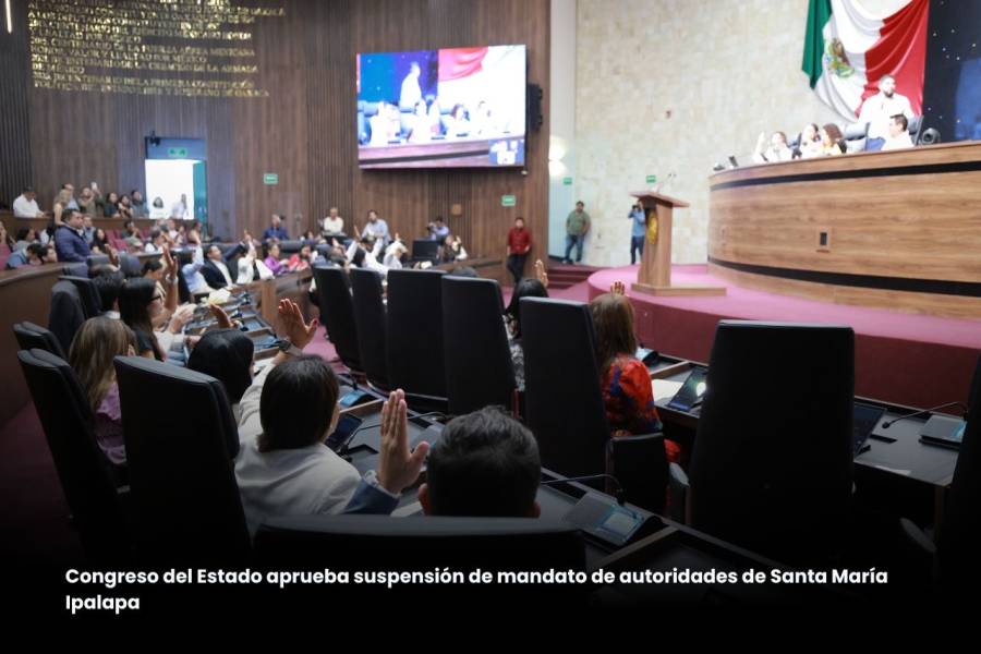 Congreso del Estado aprueba suspensión de mandato de autoridades de Santa María Ipalapa